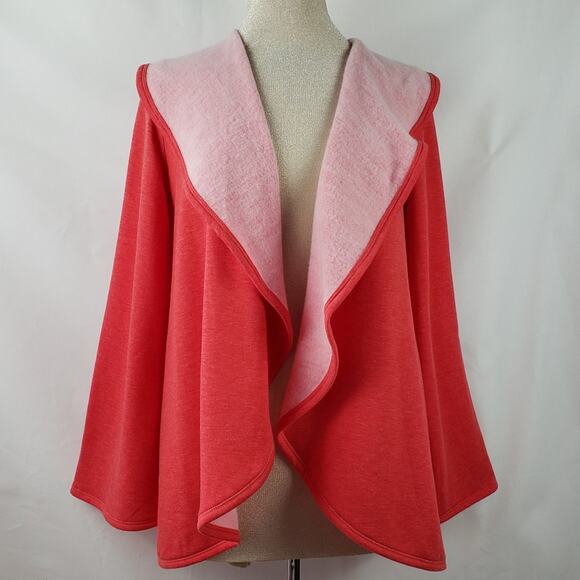 Chris and Carol tangerine knit fleece waterfall cardy Medium - Picture 1 of 6